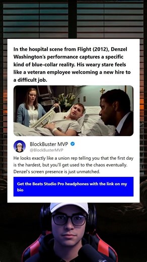 In the hospital scene from Flight 2012 Denzel Washingtons performance captures a specific kind of bl