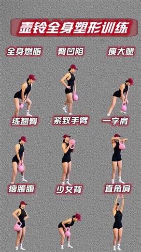 The kettlebell collection for shaping the whole body in a nine-square grid pattern is