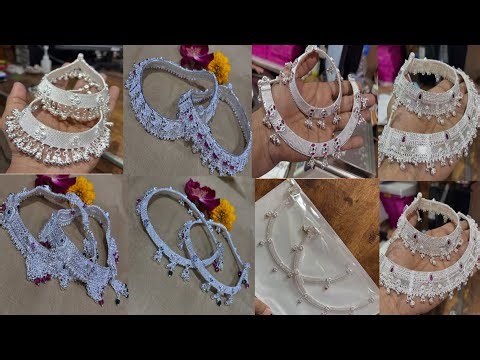 Silver anklets design with price . Light wait anklets design daily use . Dulhan anklets your budget