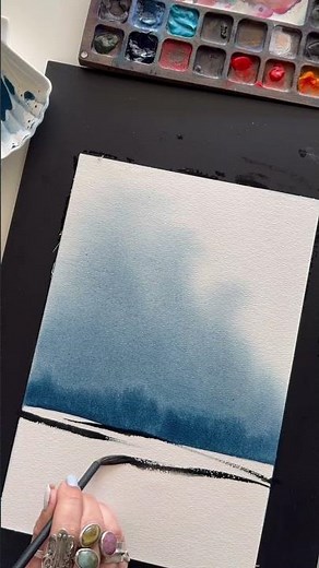 Abstract landscape watercolor painting