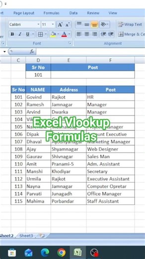 Excel Vlookup Formulas | Excel Most Importance Formula | Excel Course | Ms Office Course | Excel