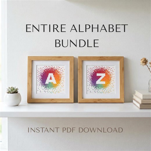 Rainbow Alphabet Cross Stitch Pattern Bundle – Modern A-Z Letters (PDF Download) - Etsy