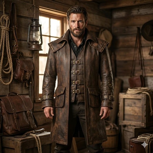 Distressed Leather Pirate Coat | Gothic Highwayman Trench | Men's Cowhide Frock Coat | Rugged Steampunk Outlaw Jacket - Etsy UK