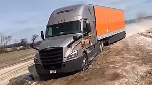 Semi truck swallowed by a pothole?