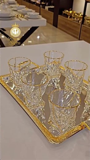 Altın Detaylı Kristal Set | Lüks ve Zarif Sunum#mutfak #sofra #مطبخ #royalsufra #design