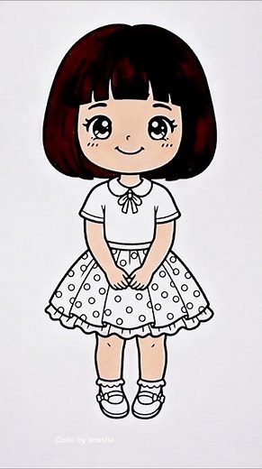 Cute Little Doll Coloring Page 🎀✨ #KawaiiArt #ColoringFun #colorfun #ColorTherapy #CreativeFun