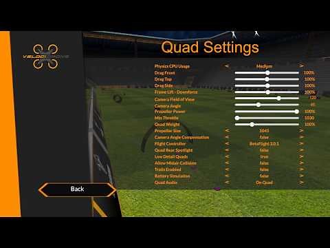 VelociDrone settings for a low specification (non gaming / Mac) computer