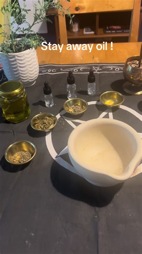 Today I made same stay away oil ! I really need a break. I let you guys know when they be available to purchase. So Stay away oil is used to create a protective barrier, keeping unwanted individuals or energies at bay. It can be used in various situations, such as warding off unwelcome guests, preventing negative influences from entering one’s home or space, or even protecting one’s privacy from authorities. #thepurplespell #witch #witchcraft #hoodoo #spellreagent #witchesofinstagram #witchescub