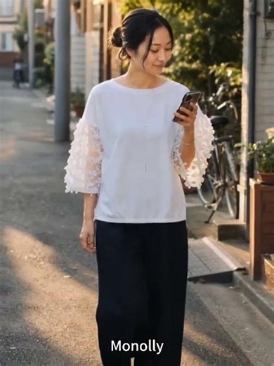 ✨ 平凡な自分とサヨナラ！Monolly「フラワーレース切り替えTシャツ」開封レビュー🌸