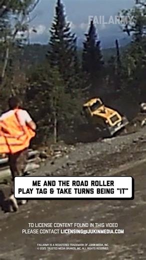 of course I put the parking brake on! 😩 🤣 #construction #constructionworker #roadroller #jobsite #workfail #constructionfail #cctv #dashcam #propertydamage #fblifestyle #fail | FailArmy