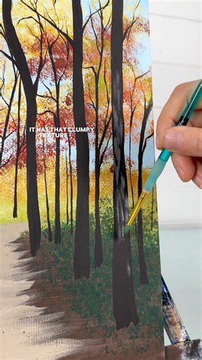 How to paint easy tree bark texture 🎨 #EasyPainting #beginner #fallvibes #tutorial | Emily Seilhamer Art