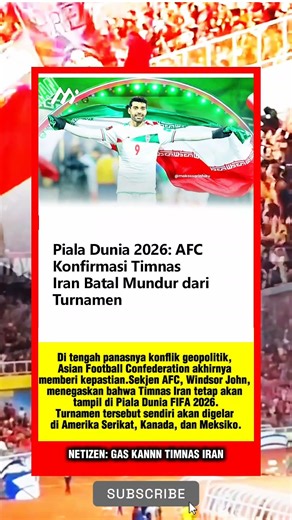 AFC Pastikan Iran Tetap Main di Piala Dunia 2026! #iran #afc #fifa #worldcup2026 #football #shorts