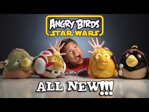 4 NEW Angry Birds STAR WARS PLUSH TOYS! Obi-Wan, Hoth Pilot Luke, C-3PO & Yoda Bird!