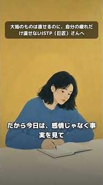 大抵のものは直せるのに、自分の疲れだけ直せないISTP（巨匠）さんへ
