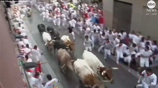 48K views · 477 reactions | Thousands of daredevils ran, skidded and tumbled out of the way of six charging bulls at the opening run of the San Fermín festival Monday. Read more: https://abcnews.visitlink.me/nM1JrI | ABC News | Facebook