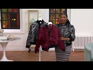 by Stacy London Metallic Floral Brocade Bomber Jacket on QVC