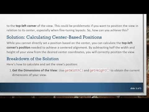 How to Set the Position of a View from the Centre in Android Development