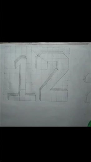 How to draw the number 12 in 3d #3ddrawing #illusion #3dviralshorts