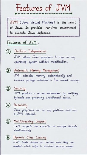 6 Important Features of JVM | Java Virtual Machine | Handwritten Notes