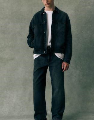 Pull&Bear Straight-leg jeans in faded black | ASOS