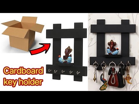Key holder make at home/ key ring holder, how to make beautiful cardboard key hanging for home decor
