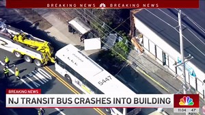 NJ Transit bus crashes into building