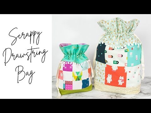 Scrappy Holiday Lined Drawstring Bags Tutorial | Easy Sewing Project