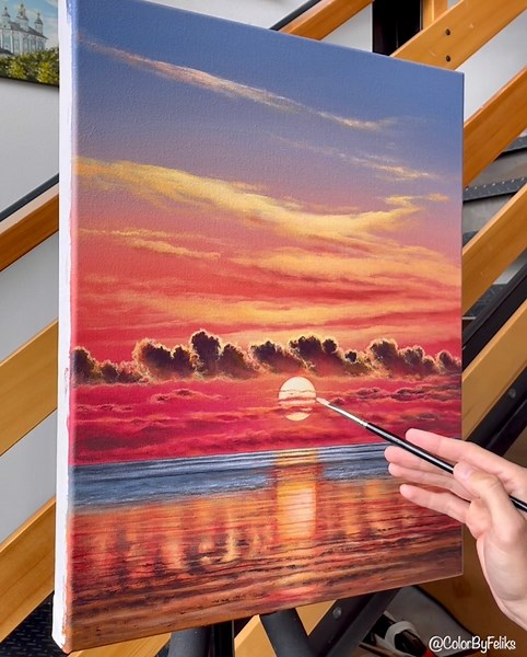 326K views · 17K reactions | Finished my newest painting! ☀️ This one is available for sale! If you're interested in this piece, please message me here on FB  "Shine On" (16" x 20" acrylic on gallery canvas) All art materials I use are available at www.colorbyfeliks.com If you want to learn how I work/blend with acrylics, check out my free ebook on how to keep your acrylics stay wet longer  https://colorbyfeliks.mykajabi.com/free-ebook | Feliks K | Facebook