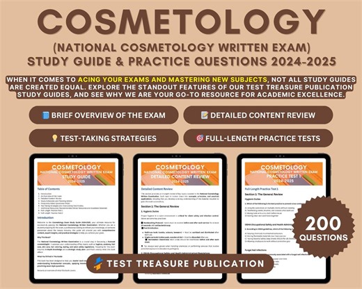 Cosmetology Exam Study Guide 2024-2025 | Pass the National Cosmetology Written Exam With Detailed Content Review, and Two Practice tests - Etsy