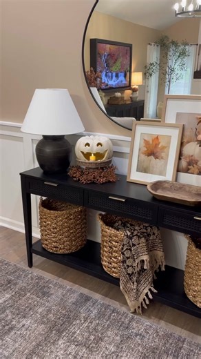 🍂Fall Console Table… I figured I would share a reel of this space before I sprinkle it with Halloween touches. Can’t wait to show you what I’ve got up my sleeve. ✨🕸️🕷️👻🎃 ✨✨✨✨✨✨✨✨✨✨✨✨ Link in bio to shop the remainder of this post on my @shop.ltk | https://liketk.it/4i74T ✨✨✨✨✨✨✨✨✨✨✨✨ . . . . . #falldecoratingideas #falldecor #fallvibes #falltouches #fallstyle #cornerofmyhome #houseandhome #aesthetic #cozyhome #woodsandwhites #bhghome #interiordecorating #modernfarmhouse #betterhomesandgarde
