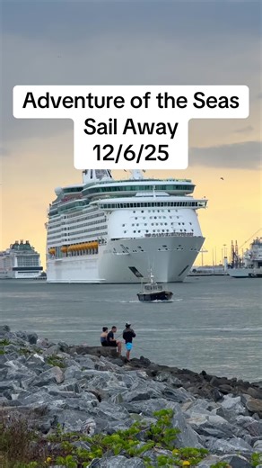 Adventure of the Seas sailing away from Port Canaveral! Have you cruised on Adventure of the Seas? #adventureoftheseas #royalcaribbean #cruisetok #cruiseship #cruiselife