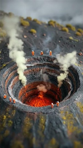 🌋 Real Active Volcano or Painted Diorama? #Shorts