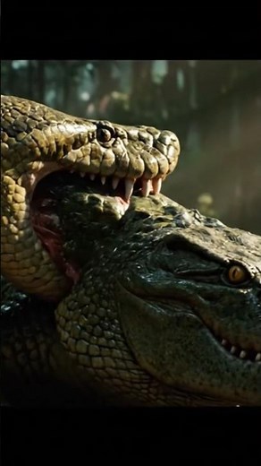 A big snake eating a crocodile 🐊 #wildlifeentertainment