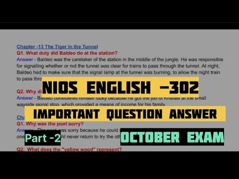 NIOS Class 12 English-302 | October 2025 Exam | Chapterwise Important Questions & Answers