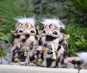 Handmade Fuzzy Lucky Creature: Magical Charm With Blessing Scroll - Etsy