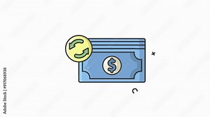 money circulation icon symbol animation motion graphic, money exchange animated icon for business