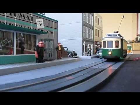 MTH Bump-n-Go Trolley on E-Z Streets track