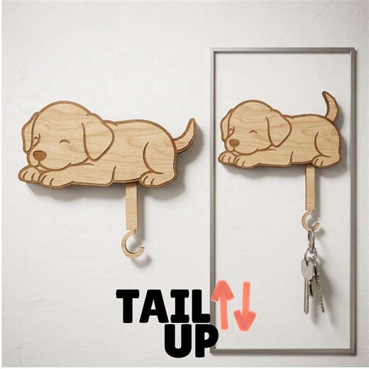 Puppy Key Holder Laser Cut File | Cute Dog Wall Key Hook SVG | Dog Lover Key Organizer - Etsy