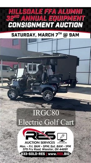 IRGC80 Electric Golf Cart #RES #EquipmentAuction #Construction #Ag #ConsignmentAuction #RESbid