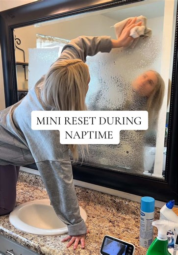 Nothing beats a quick bathroom reset during naptime. I try to do a light clean at least once a week to keep up with everything 🥴😆🧽🫧🧺#cleaningtiktok #bathroomreset #cleanbathroom #bathroom #naptimereset