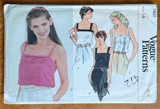 Vintage 80s Women's Camisole Sewing Pattern - Vogue 7607 FF (bust 36") - Etsy