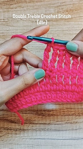 Yarnit Crochet on Instagram: "Double Treble Crochet Stitch Tutorial 🧶✨ (dtr) Learn how to make a Double Treble Crochet (dtr) step by step. This stitch adds height and grace to your crochet projects and is perfect for bags, sweaters, bows. If you’re a beginner wanting to level up your crochet skills, save this reel and try it out! 💕 #fpdc #crochetstitches #crochetforbeginners #crochettutorial #learncrochet"