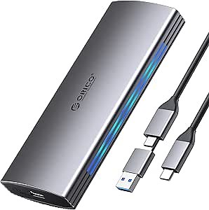 ORICO M.2 NVMe SSD Enclosure Aluminum Reader 10Gbps RGB to USB C 3.2/3.1 Gen 2, M.2 NVMe PCI-E M-Key SSD External Adapter Supports UASP Trim Smart (for NVMe SSDs 2230/2242/2260/2280)