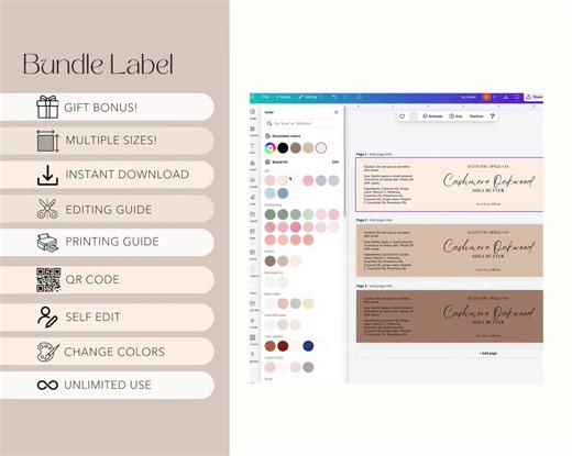 Cosmetic Label Bundle for Small Beauty Business Product Packaging Label Download Template Cosmetic Design Custom Label Handmade Package - Etsy
