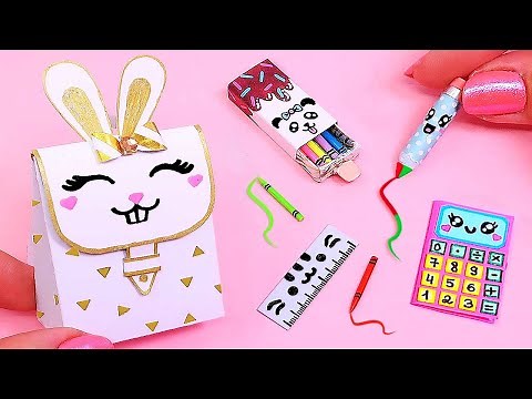 Útiles Escolares en miniatura hechos de Papel (Mochila, estuche, cuaderno, lápiz) ||Tutorial Origami