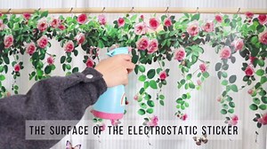 Pink Rose Vine Window Sticker Spring Summer Hanging Floral Window Clings Double Sided Peel and Stick PVC Vine Leaves Decal Glass Doors Decor