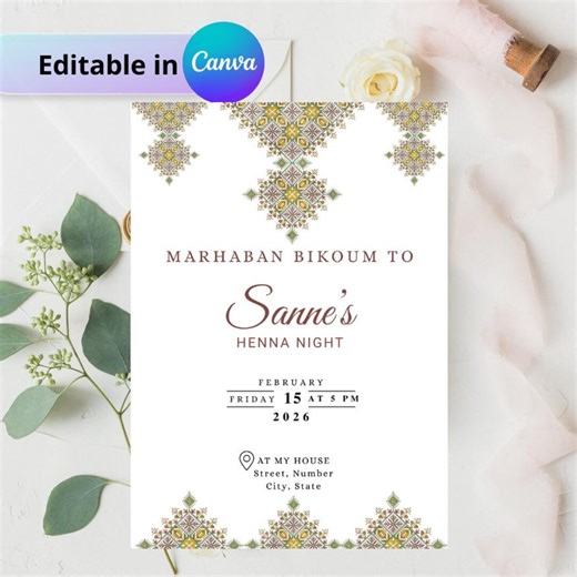 Henna Fessi Color Invitation/ Digital Henna Invitation | Laylat Al Henna | Rhenni | Mehndi Invite - Etsy