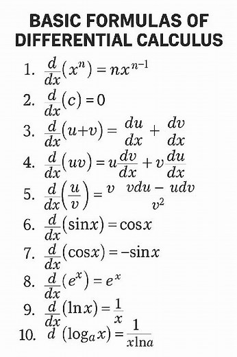 Differential Calculus l Derivative Formulae l Mathematics #basicmaths #maths