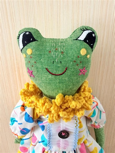 Handmade Heirloom Frog Doll: Embroidered Art Doll, Collectible Soft Sculpture - Etsy