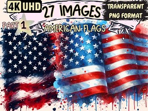 American Flags Clipart – 4th of July Patriotic PNG Graphics (digital Download) - Etsy